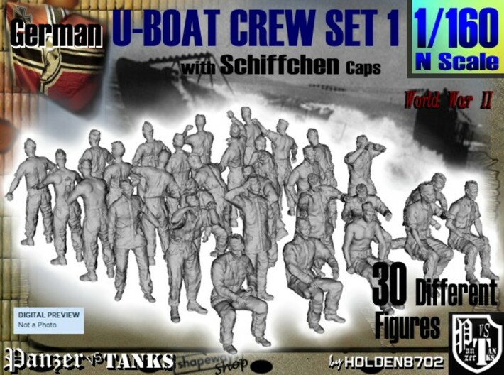 1-160 German U-Boot Crew Set1 3d printed