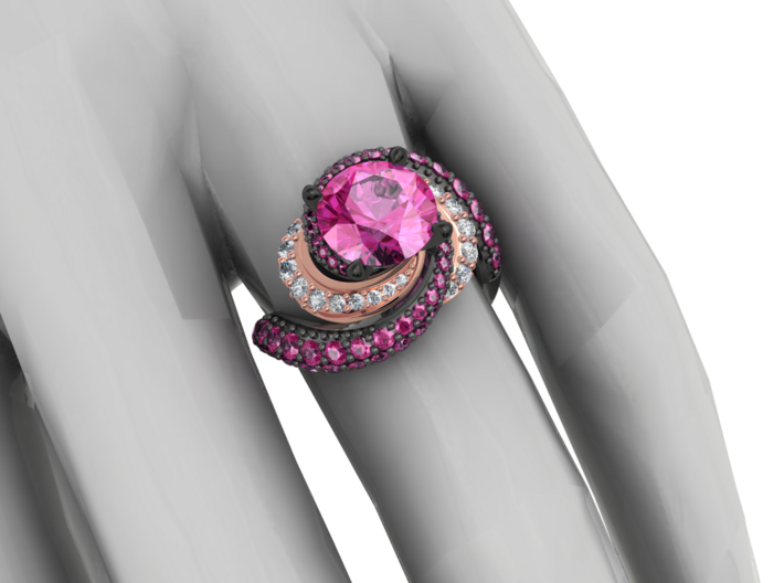 JM9- Fashion Women Engagement Ring Printed Wax . 3d printed 