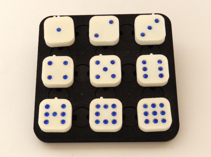 Dancing Dice &amp; Dominoes Puzzle 3d printed The puzzle in solved state