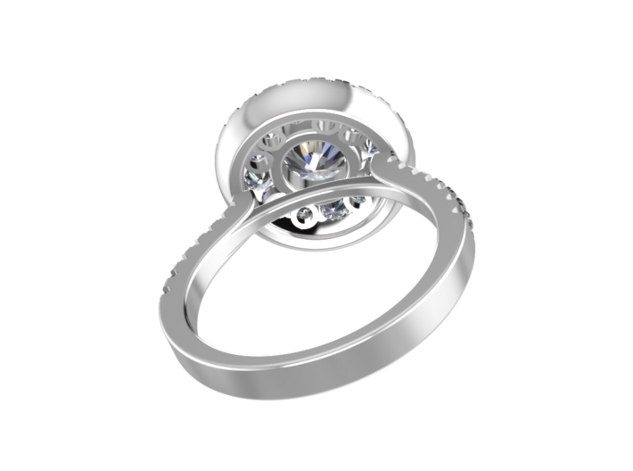 CC37-Engagement Halo Ring Printed Wax Resin. 3d printed 