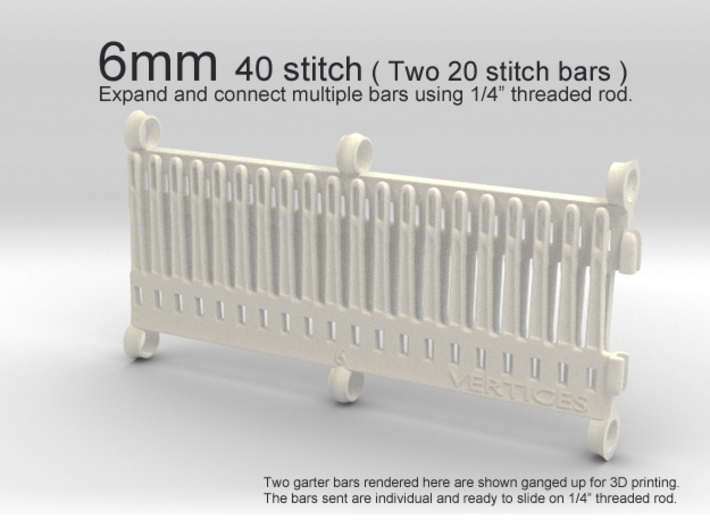 40 Tine Knitting Garter Bar X2 - 6 mm V2.stl 3d printed