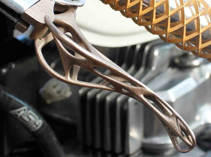 Trellis Brake Lever Cable 3d printed polished bronze steel