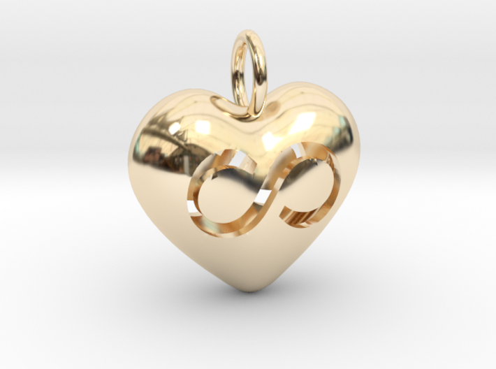 Hollow Infinity Heart Pendant 3d printed