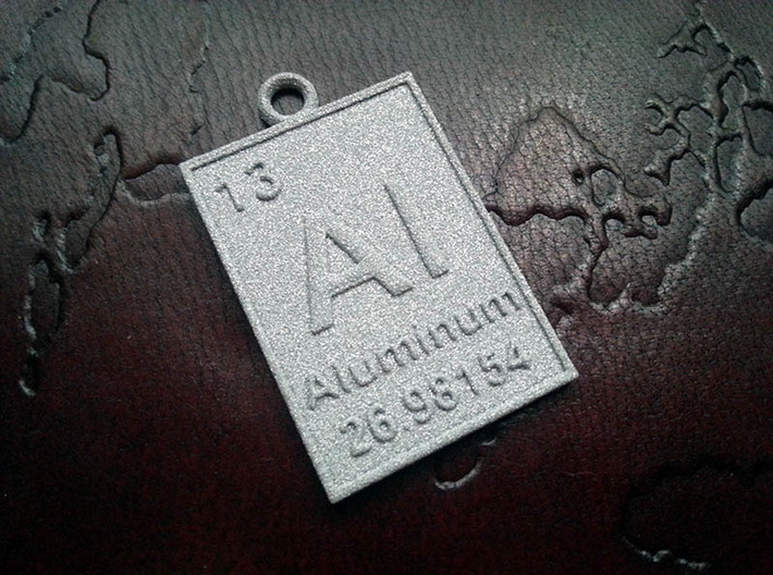 Aluminum Periodic Table Pendant 3d printed Grey Nylon Plastic