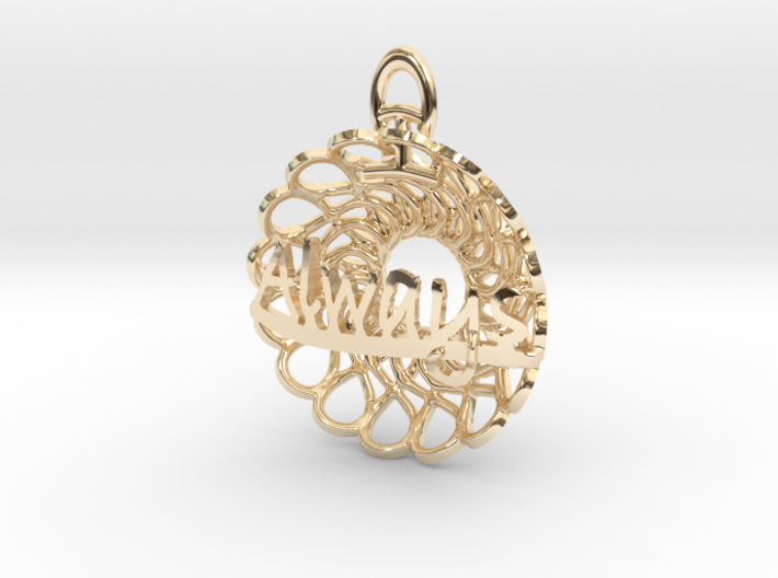 Always and Forever Pendant 3d printed 14k Gold Plated by Koogee Brown