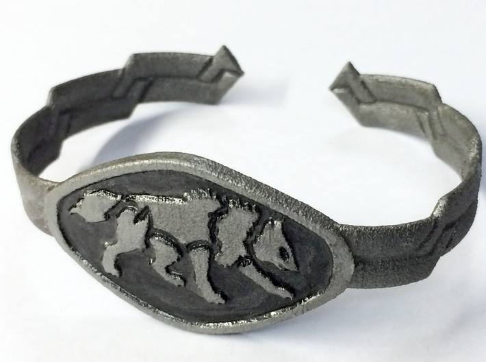 2.5&quot; Wolf Bracelet 3d printed Painted White Strong And Flexible