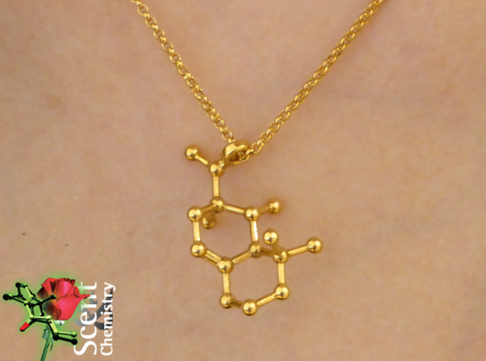 Iso E Super 3d printed Detailed view of Iso E Super (Arborone) pendant worn on an 18k gold-plated Thomas Sabo Charm Club KE1219-413-12-L42v necklace.