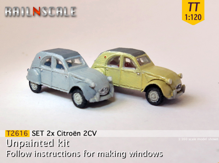 SET 2x Citroën 2CV '61-'65 (TT 1:120) 3d printed