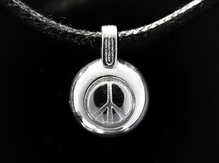 Peace 3d printed Rhodium Plated