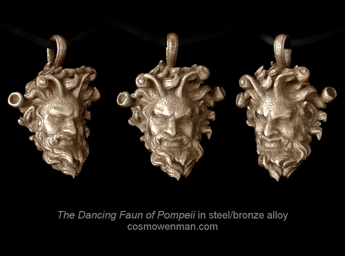 Steel Dancing Faun of Pompeii pendant 3d printed