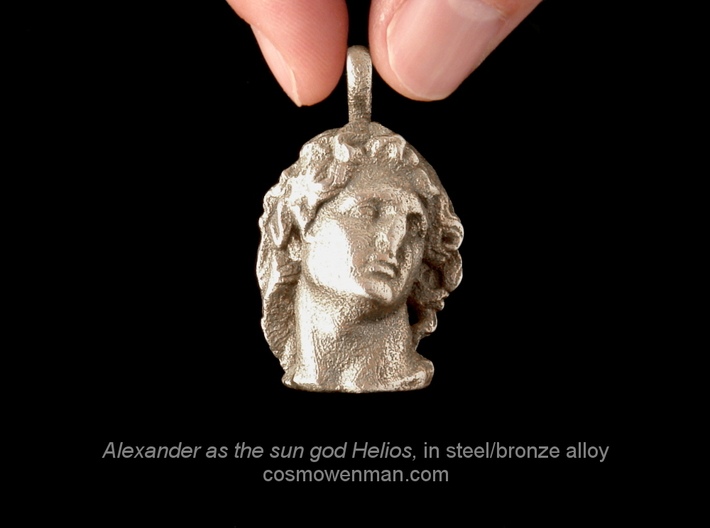 Steel Alexander as the sun god Helios, pendant 3d printed 