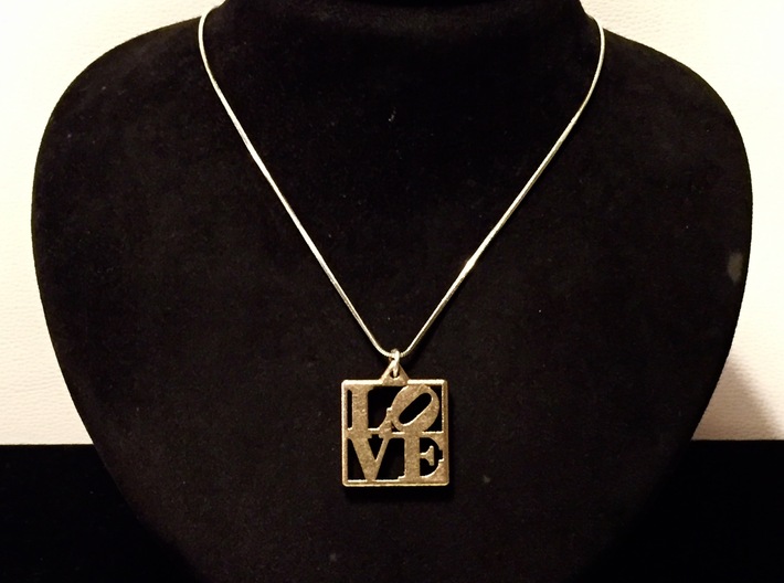 LOVE Pendant ROBERT INDIANA (Thicker Version) 3d printed Stainless Steel Pendant with Bijoux Nickeled Cord
