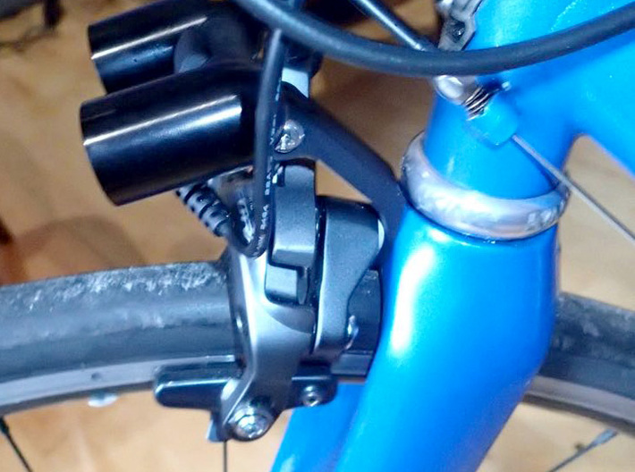Fork Crown GoPro-style Compatible Mount 3d printed Printed design installed with AyUp lights mounted.