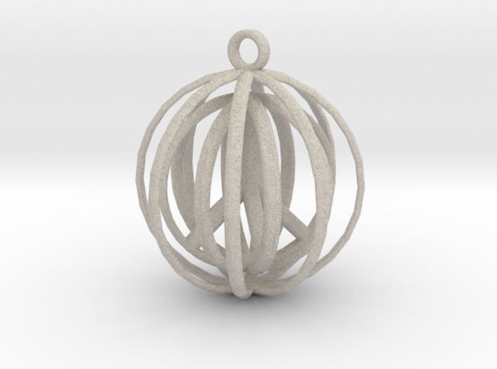 3D Peace In A Protective Shield Pendant/Key Chain 3d printed