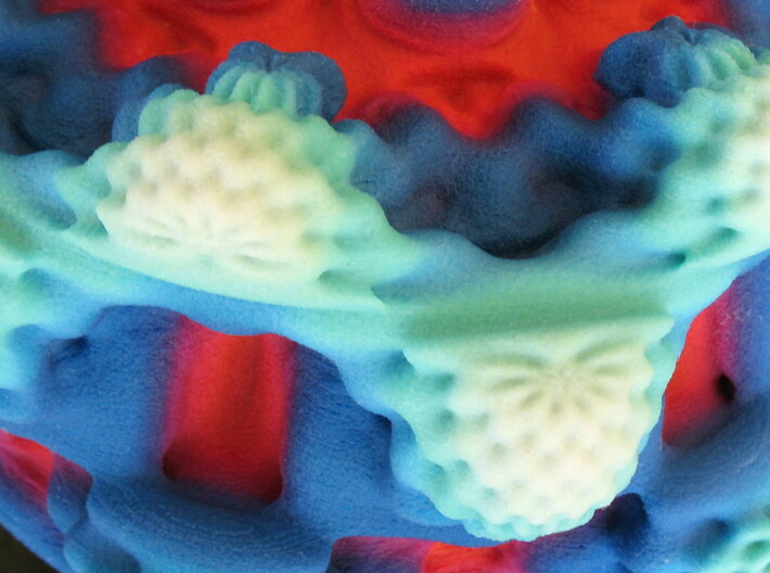 Frozen Fire Mandelbulb 3d printed Closeup of the Mandelbulb, showing level of detail and color