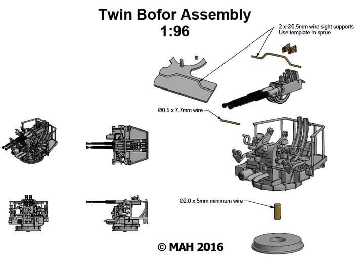 Twin Bofor Kit 1/96 3d printed 