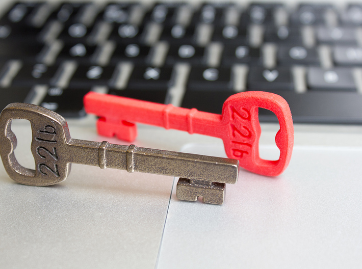 221b Door Key - keychain/pendant 3d printed 