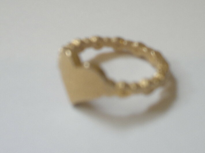 My beautiful heart Ring Size 8 3d printed Glossy gold plated