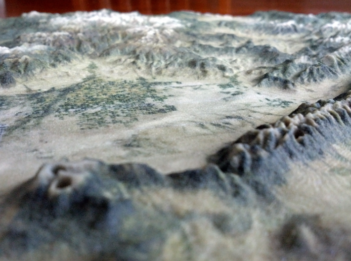 Colorado Fourteeners with holes, 12'' 3d printed Photo of actual model, looking over Blanca Peak and the Sangre de Cristo range