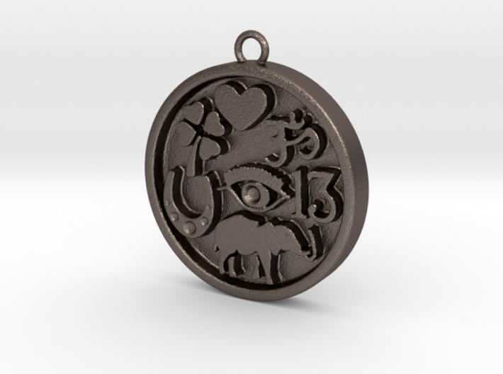 Good Luck Round Pendant 3d printed