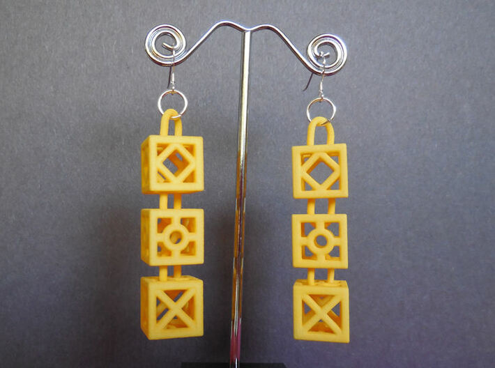 Blocks Earrings 3d printed