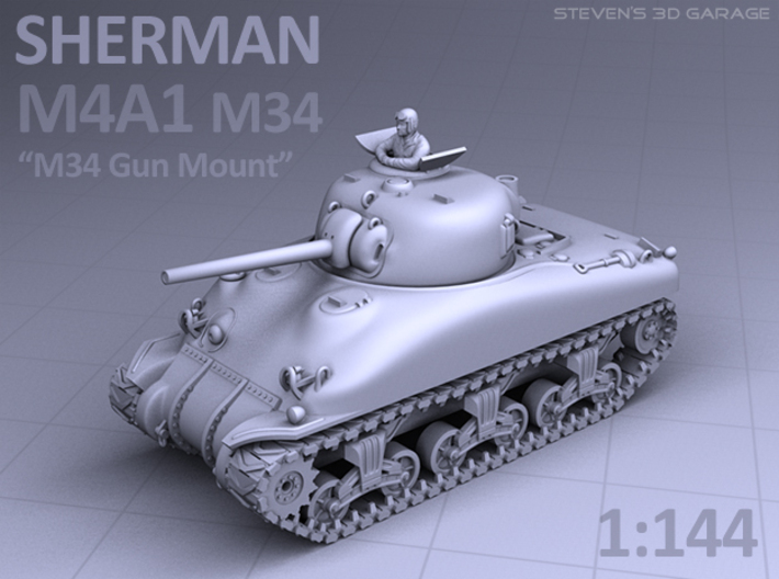 SHERMAN M4A1 (M34 Gun) TANK 3d printed