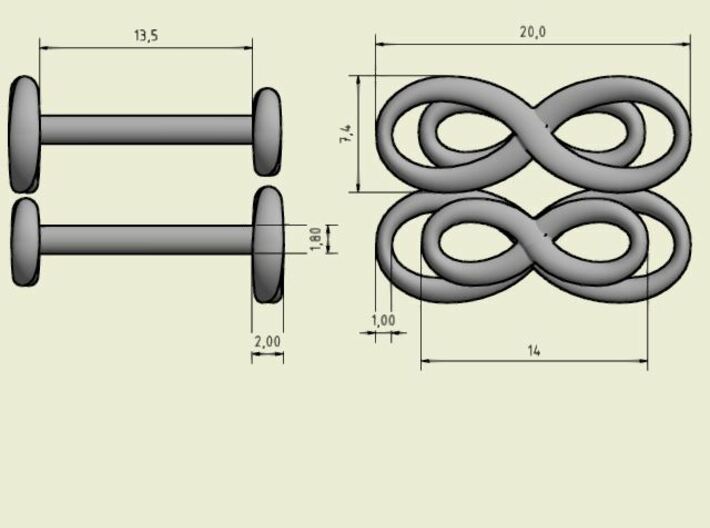 Cufflinks Infinity  Symbol 2x 3d printed 