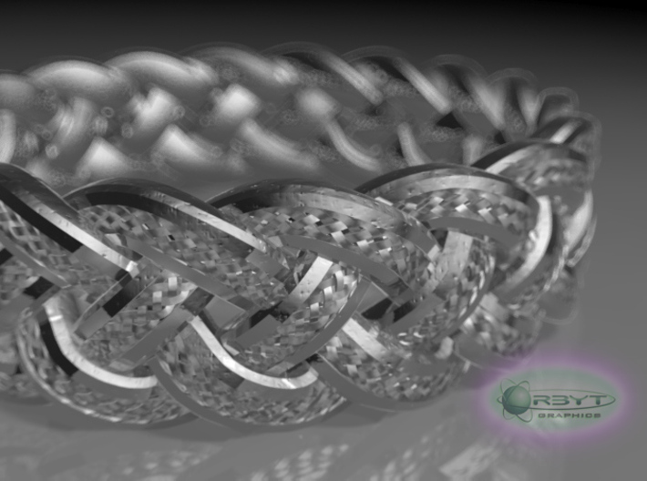 Best Celtic Knot Ring yet - size 10 3d printed Raytraced DOF close-up render - glossy silver material
