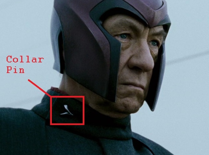 Magneto X-Men: 2 Collar Pin with tie tack back pos 3d printed Still photograph from movie