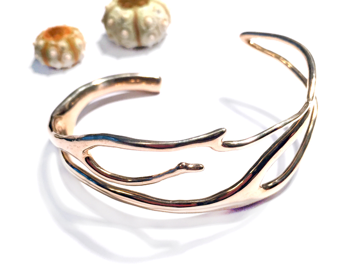 Coral 2 branch cuff 3d printed polished bronze