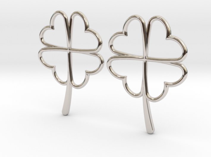 Wireframe Clover Earrings 3d printed