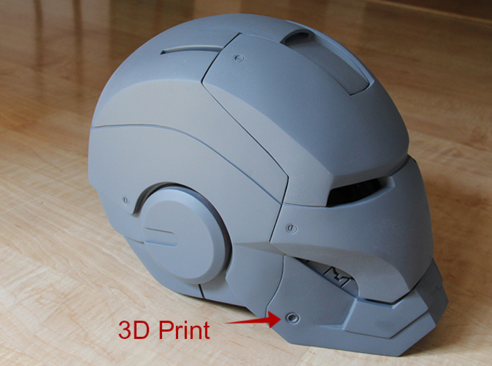 Iron Man Helmet detail - Jaw Rivot (Only One) 3d printed 3D print incorporated into Helmet Armor, Sanded &amp; Primed