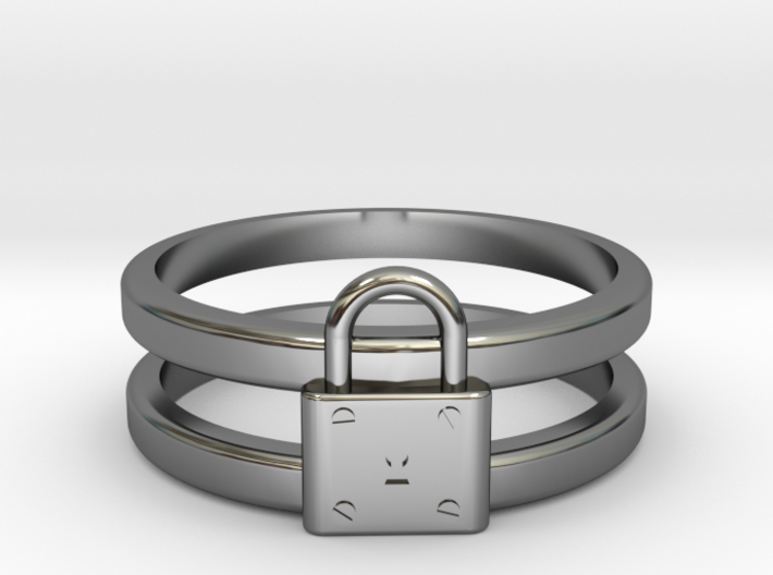 Padlock Double-banded Ring 3d printed