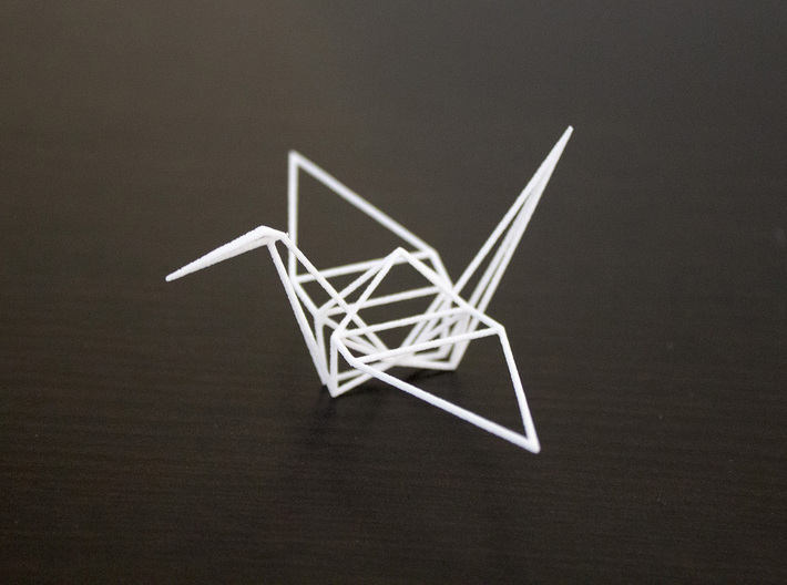 Wireframe Origami Crane 3d printed 
