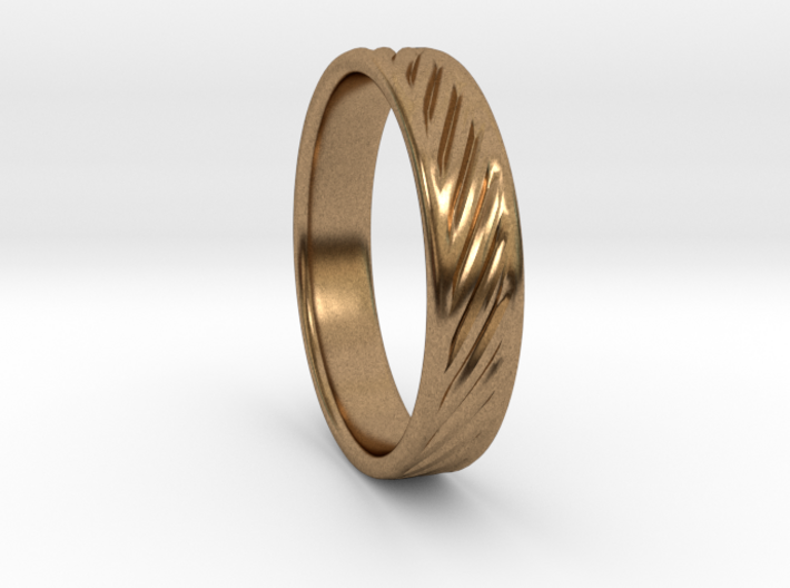 Hollow lines Ring 3d printed Raw Brass