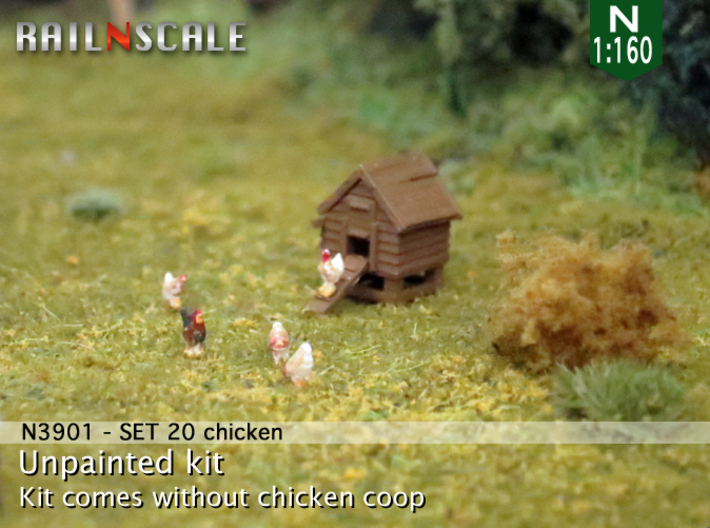 SET 20 chickens (N 1:160) 3d printed 