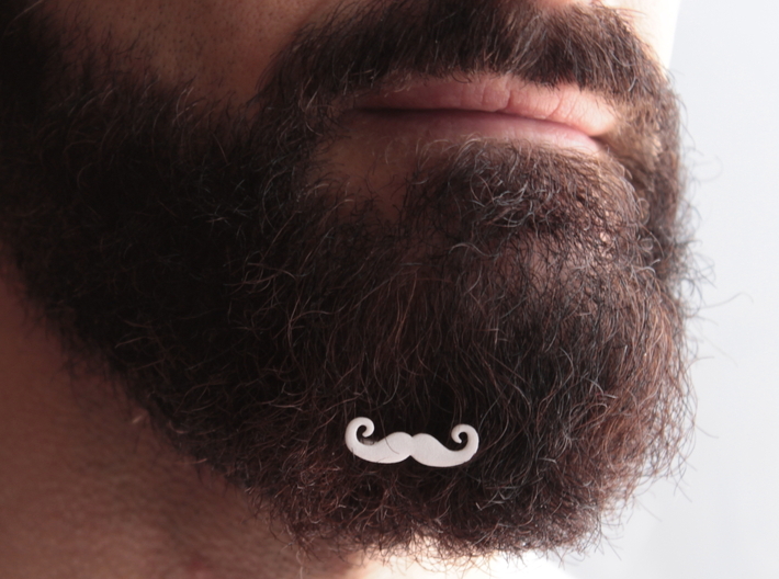 Mustache for beard - front wearing 3d printed