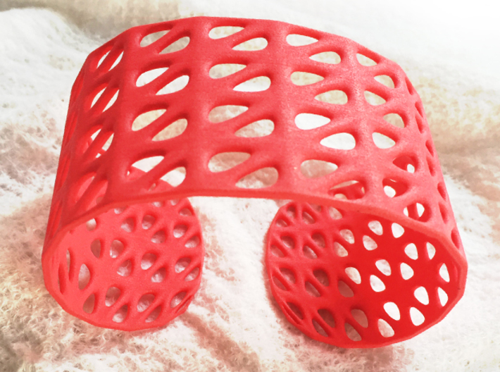 Bracelet, Generative Pattern, size M 3d printed Bracelet open 3D printed in red strong &amp; flexible polished material