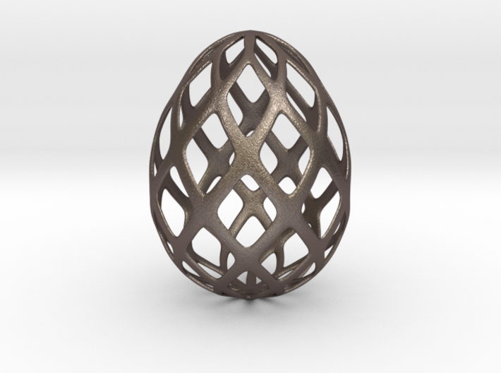 Trellis - Decorative Egg - 2.3 inches 3d printed steel mesh