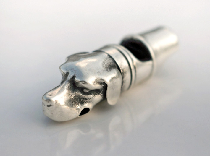 Precious Dog Whistle 3d printed Silver Glossy (blackened)
