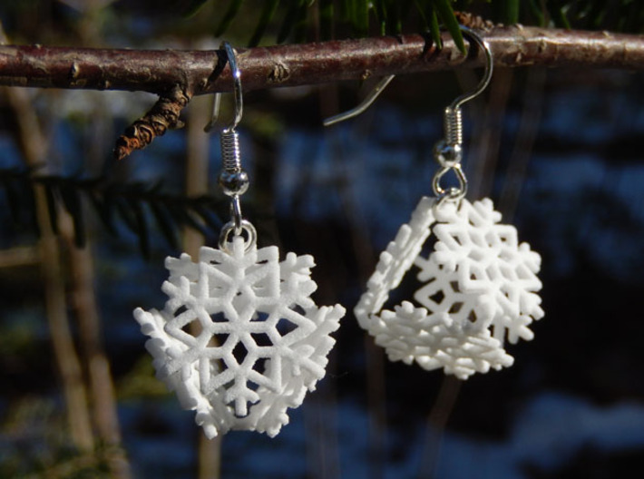 Snowflake Earrings 1 3d printed