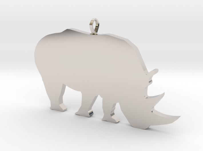 Rhino Silhouette Pendant 3d printed