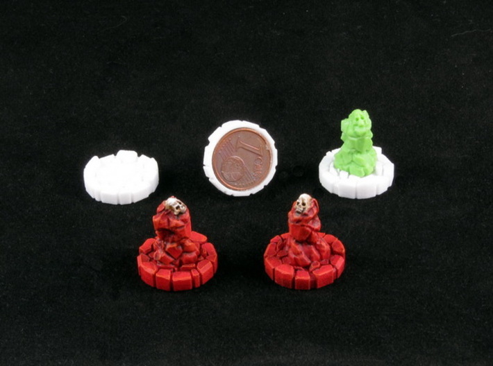 Faction marker base (8 pcs) 3d printed Assembly and painting example (markers copyright Petersen Games)
