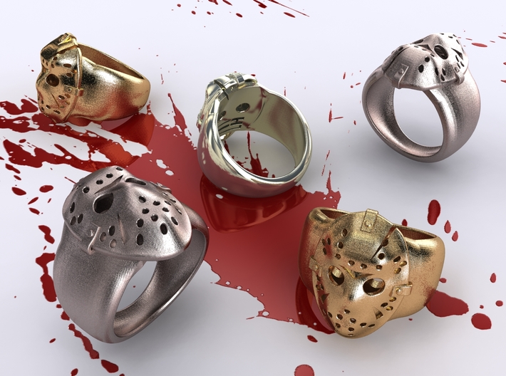 Jason´s Ring 21mm 3d printed Stainless Steel, Gold Plated Matte &amp; Premium Silver renders