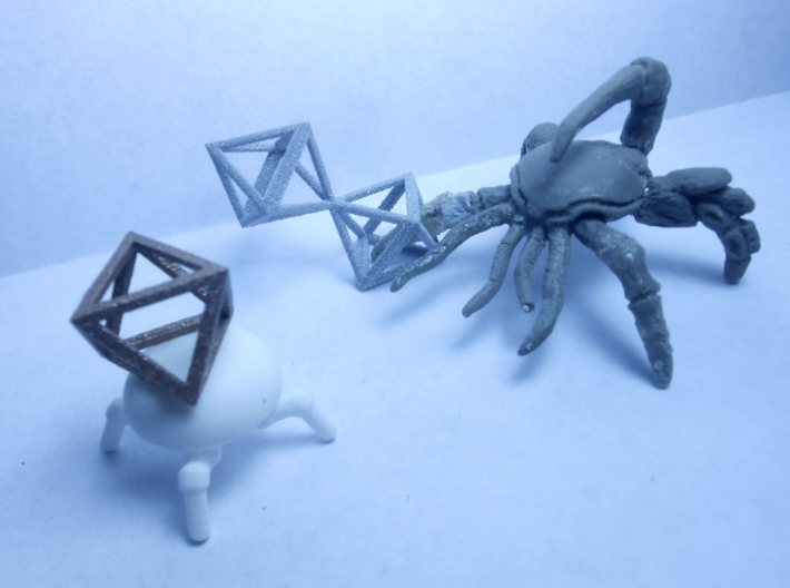 Faceted Twin Octahedron Frame Pendant Small 3d printed Epic duel.