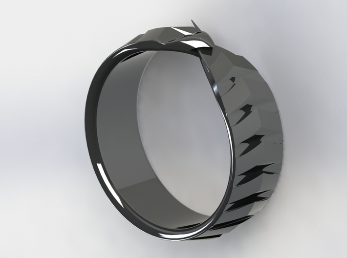 Ouroboros Signet Ring 3d printed Silver 2