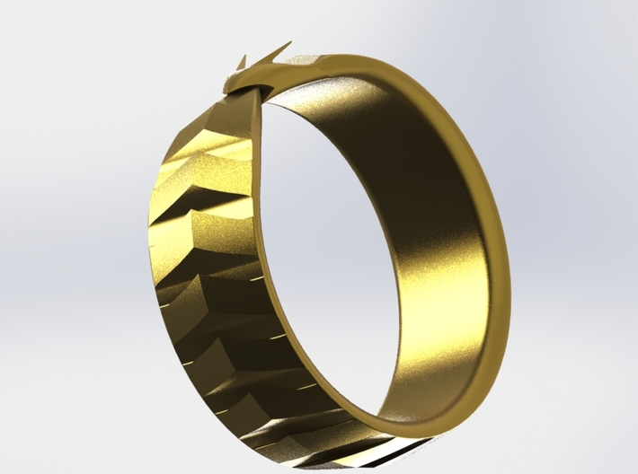 Ouroboros Signet Ring 3d printed Gold 2