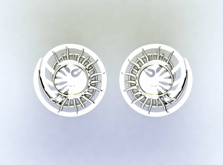 Sun and the moon detailed earrings JD8E 3d printed 