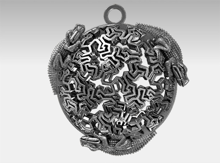 Reptiles Pendant, 1.25 inch. 3d printed My raw silver render.