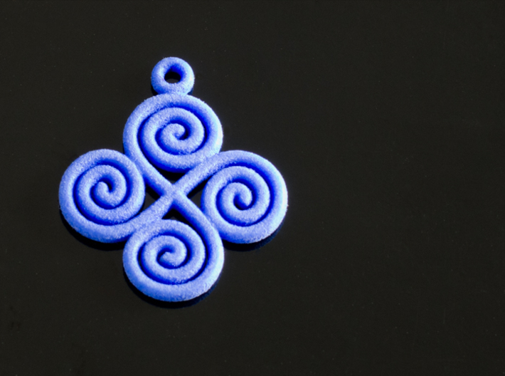 4 Spiral pendant 3d printed 4 Spirals pendant (Royal Blue Strong &amp; Flexible)
